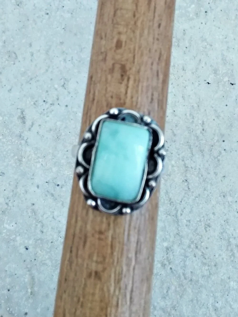 Sz 6.5 ~ Pale Green Amazonite Ring! SilverPlated - Boho Girlie Feminine Festival